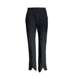 Pull-on Ankle Pant w/ Cross Fray Hem in Black