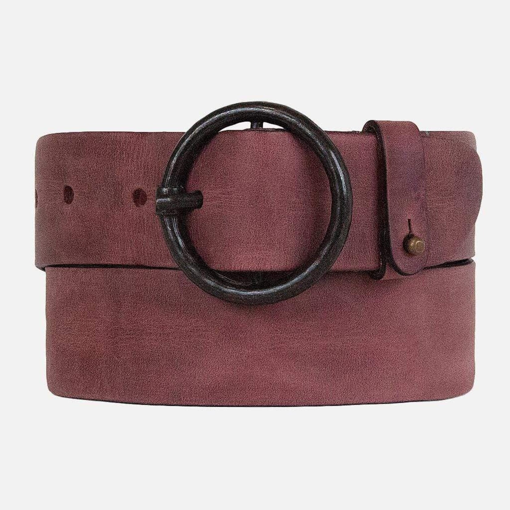 Amsterdam Heritage Belts & Bags Pip Vintage Round Buckle Leather Belt/Wine