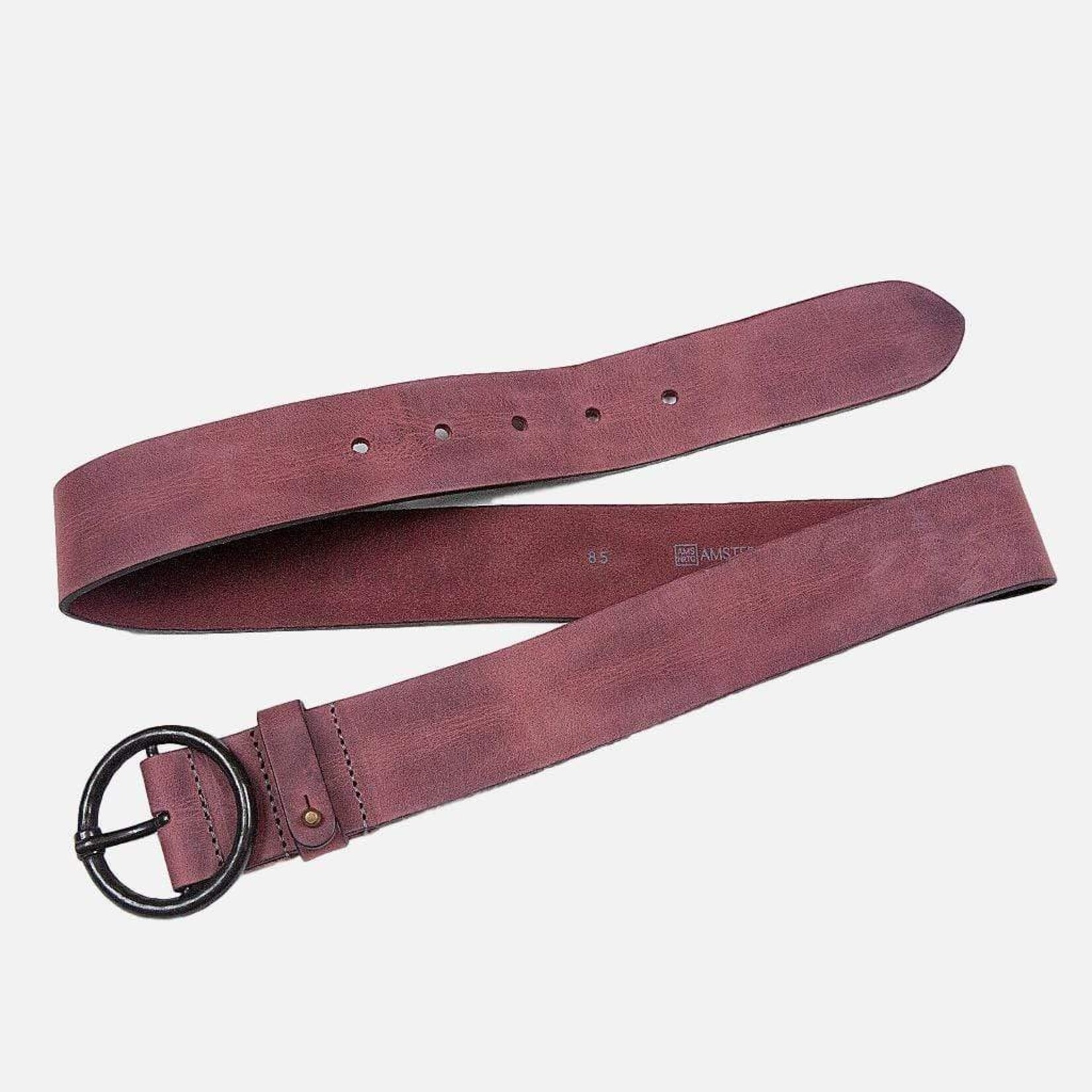 Amsterdam Heritage Belts & Bags Pip Vintage Round Buckle Leather Belt/Wine