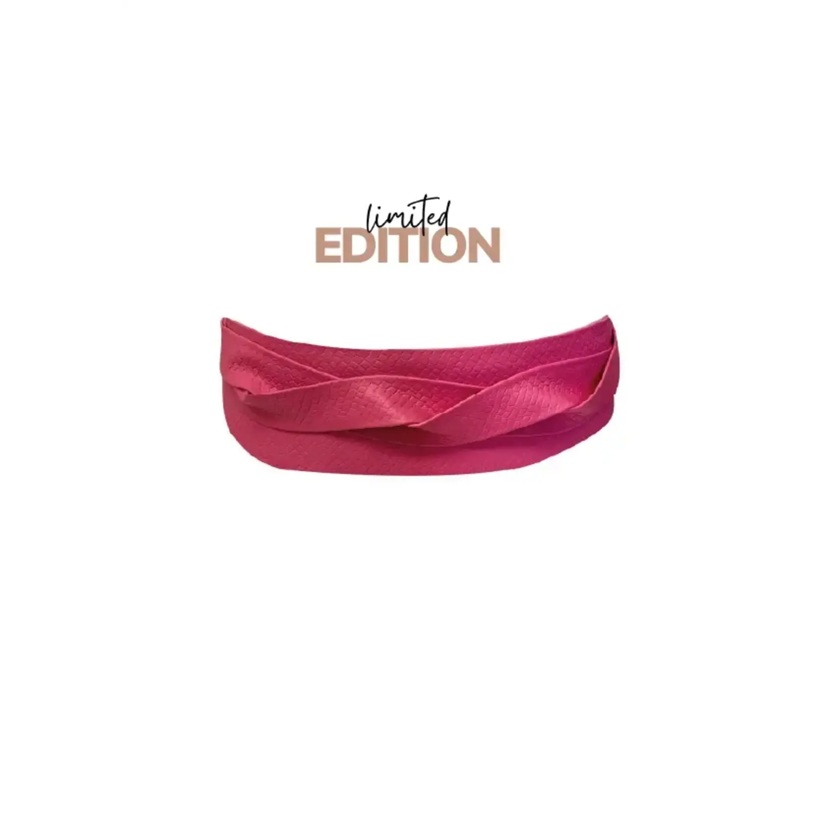 ADA Fuchsia Python Leather Wrap Belt - One Size