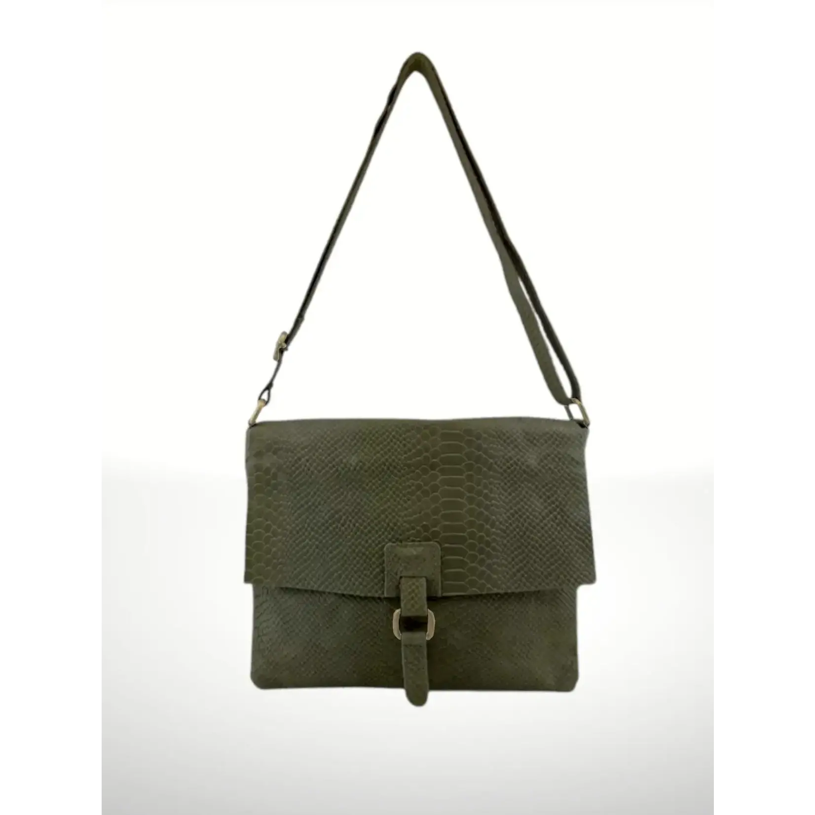 Italian’s Leather Serraje Adina (Andy) leather Shoulder Bag in Olive
