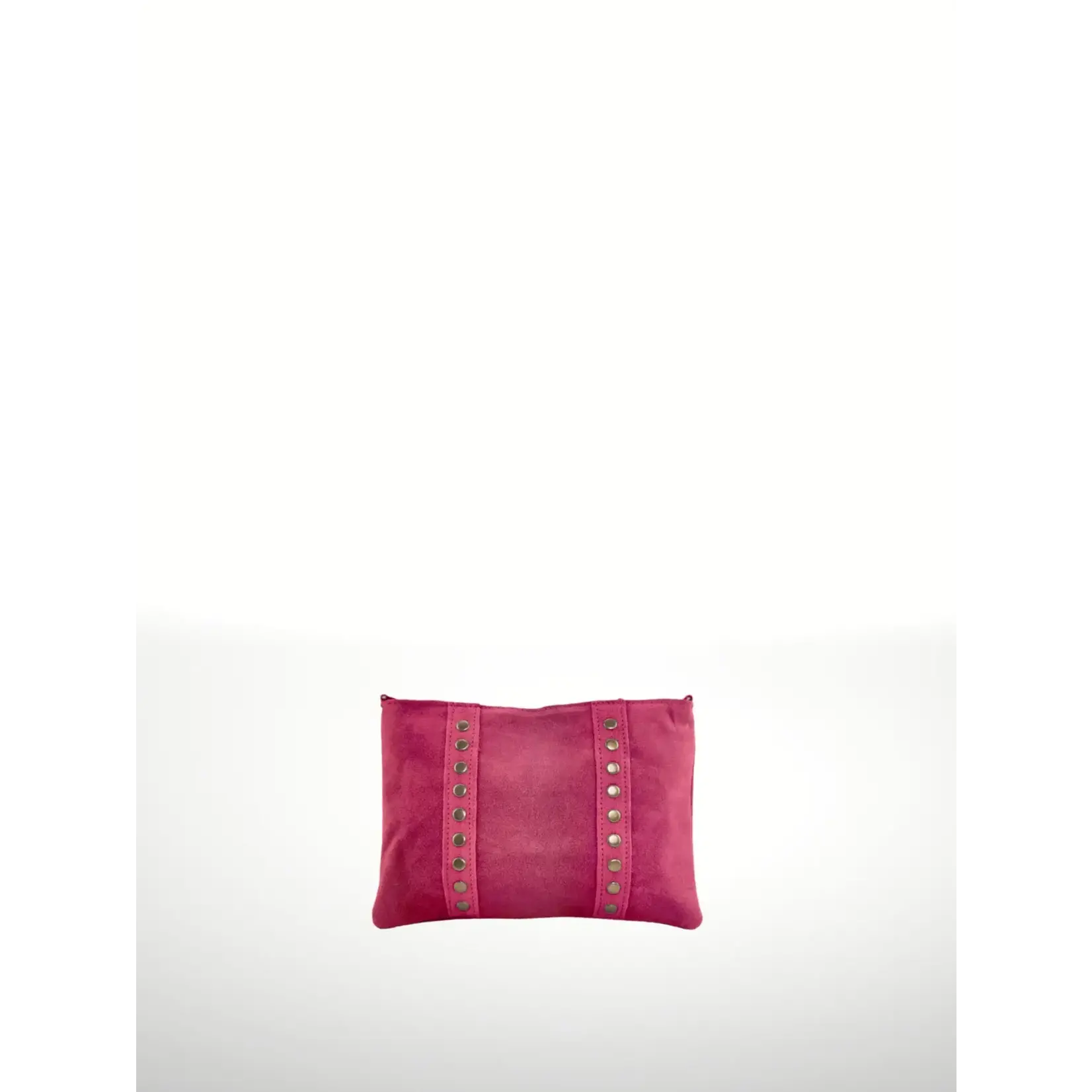 Italian’s Leather Celia Suede Leather Grommet Trim Handbag in Fuchsia