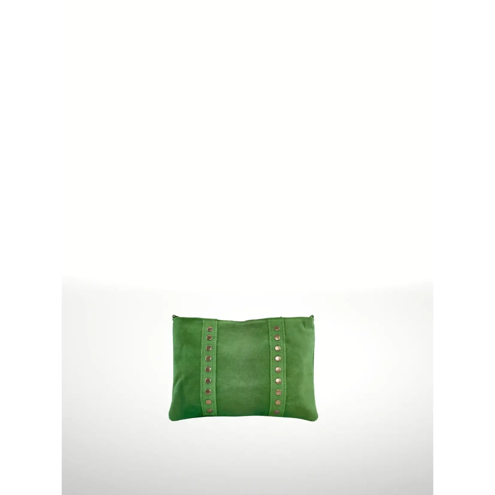 Italian’s Leather Celia Suede Leather Grommet Trim Handbag in Green