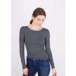 AMB Designs International Solid Raw Edge Second Skin Top  in Black Pearl