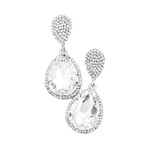 Madeline Love Glass Crystal Teardrop Rhinestone Trim Earrings in Silver