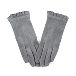 Pretty Persuasions Ruffle Suede-like Touchscreen Gloves in Grey