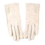 Pretty Persuasions 3 Button Patterned Top Touchscreen Gloves in Beige