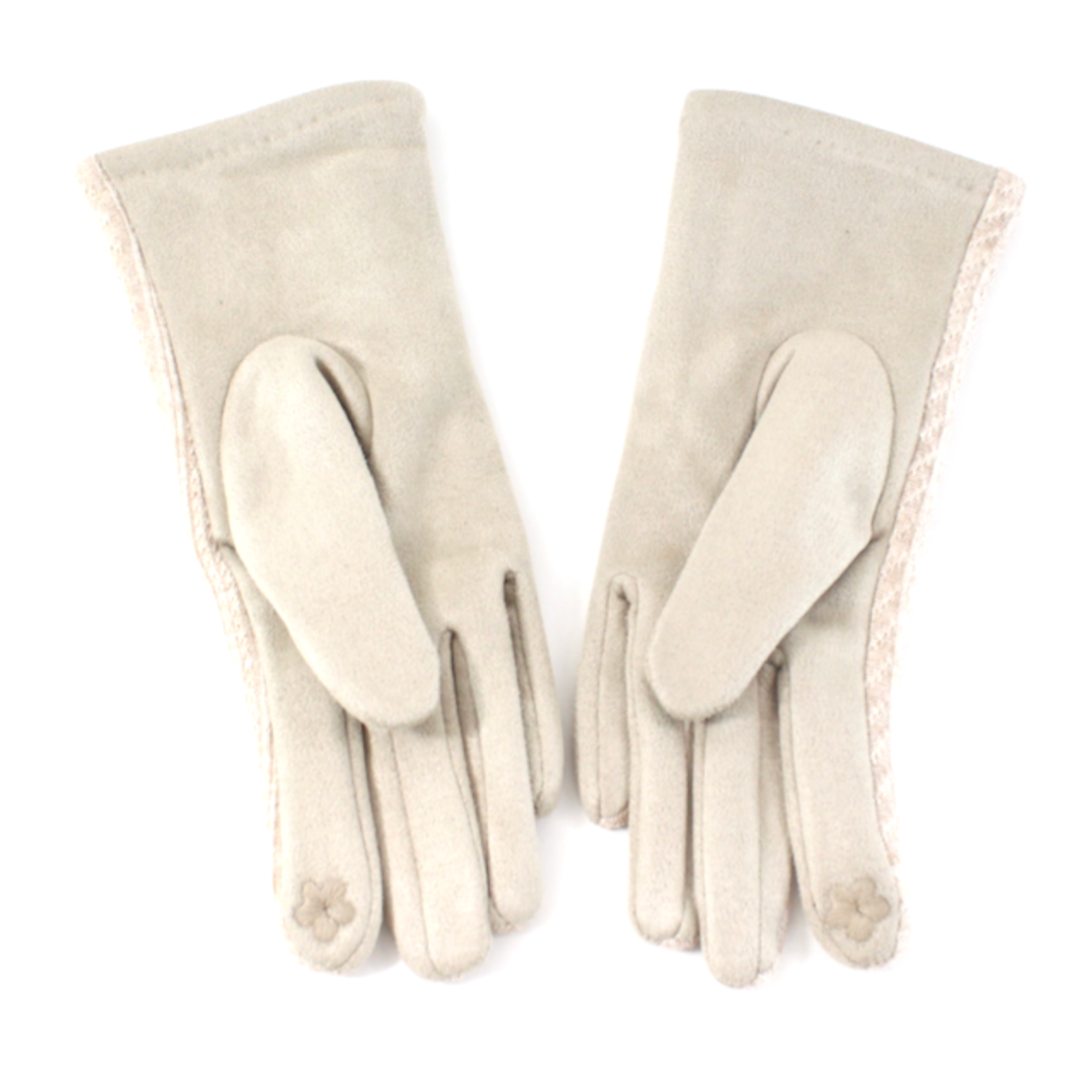 Pretty Persuasions 3 Button Patterned Top Touchscreen Gloves in Beige