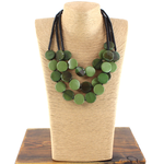Pretty Persuasions Poly Resin Dots Statement Necklace in Olive