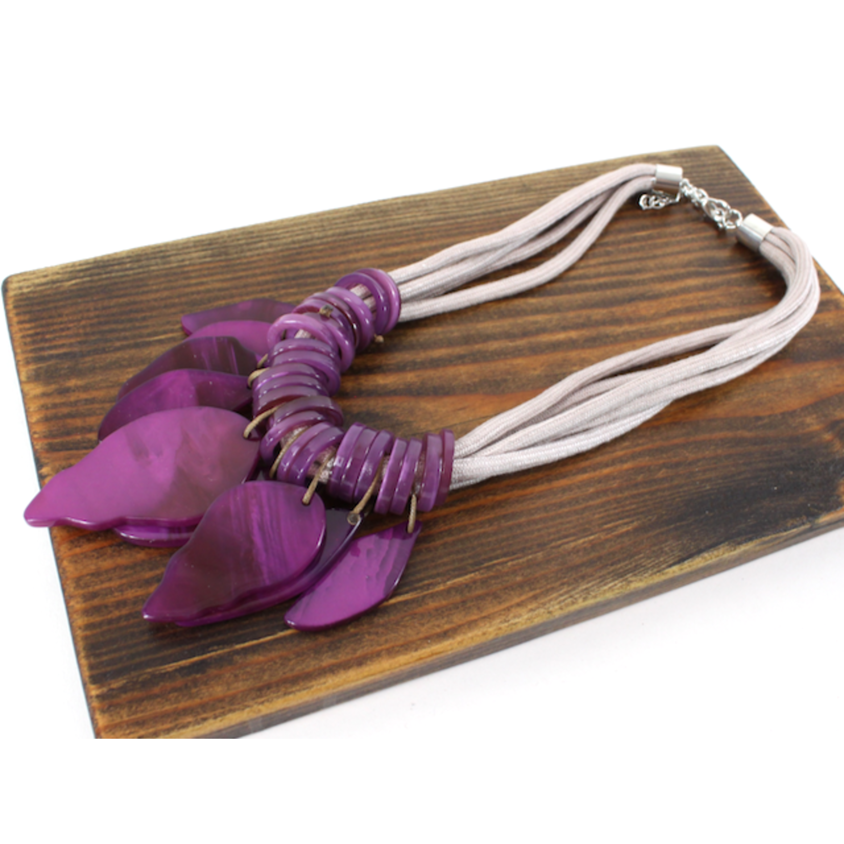 Pretty Persuasions Poly Resin Shards Statement Necklace in Purple