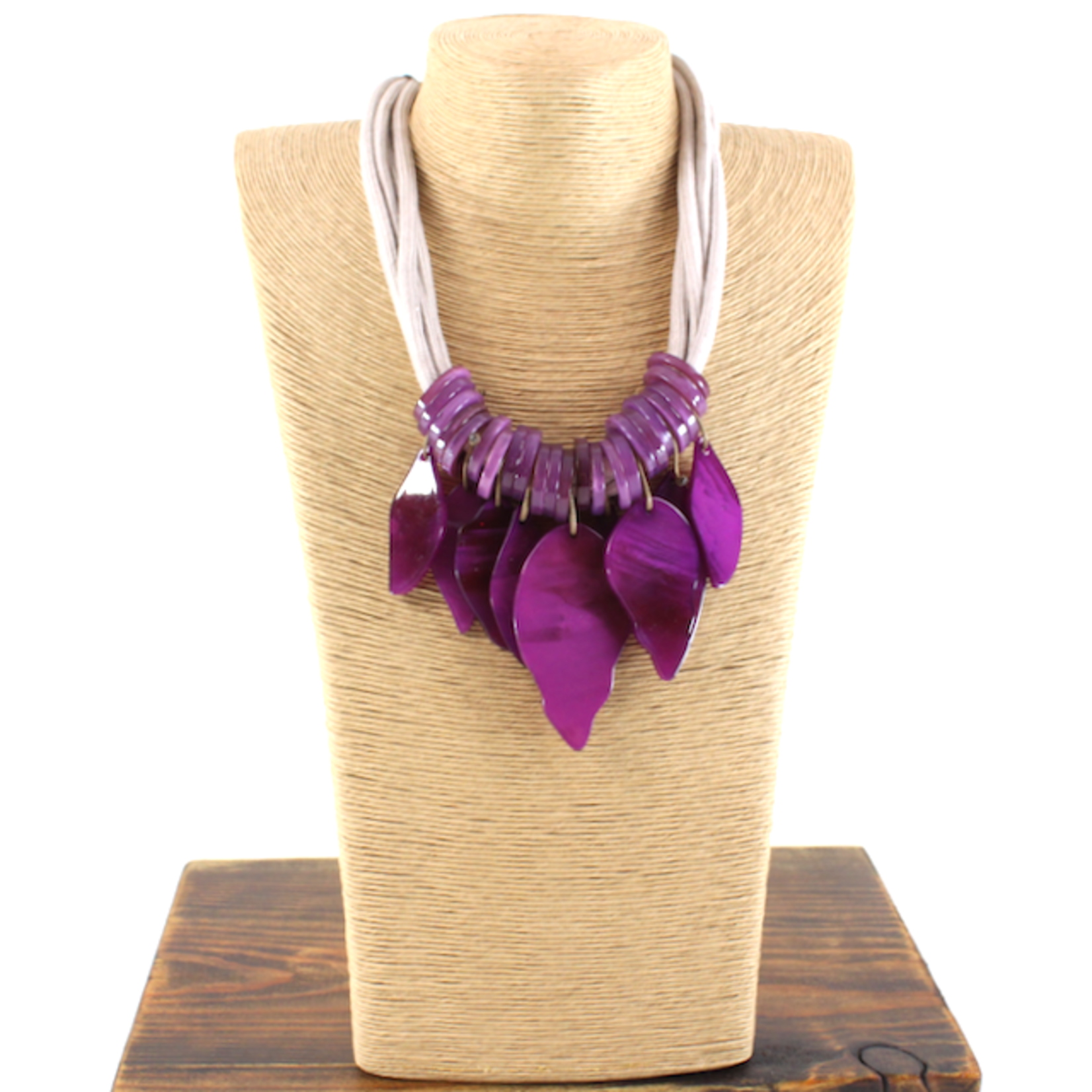 Pretty Persuasions Poly Resin Shards Statement Necklace in Purple