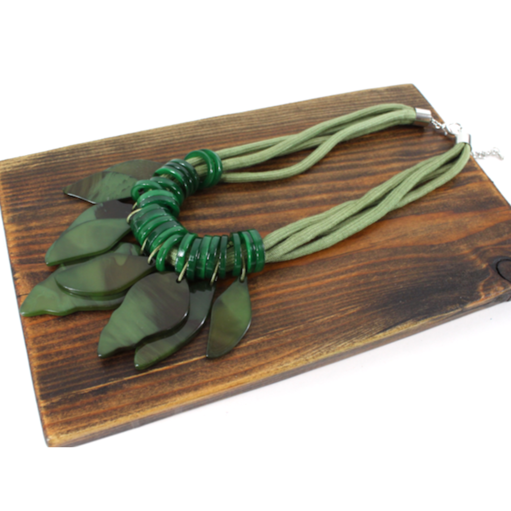 Pretty Persuasions Poly Resin Shards Statement Necklace in Green