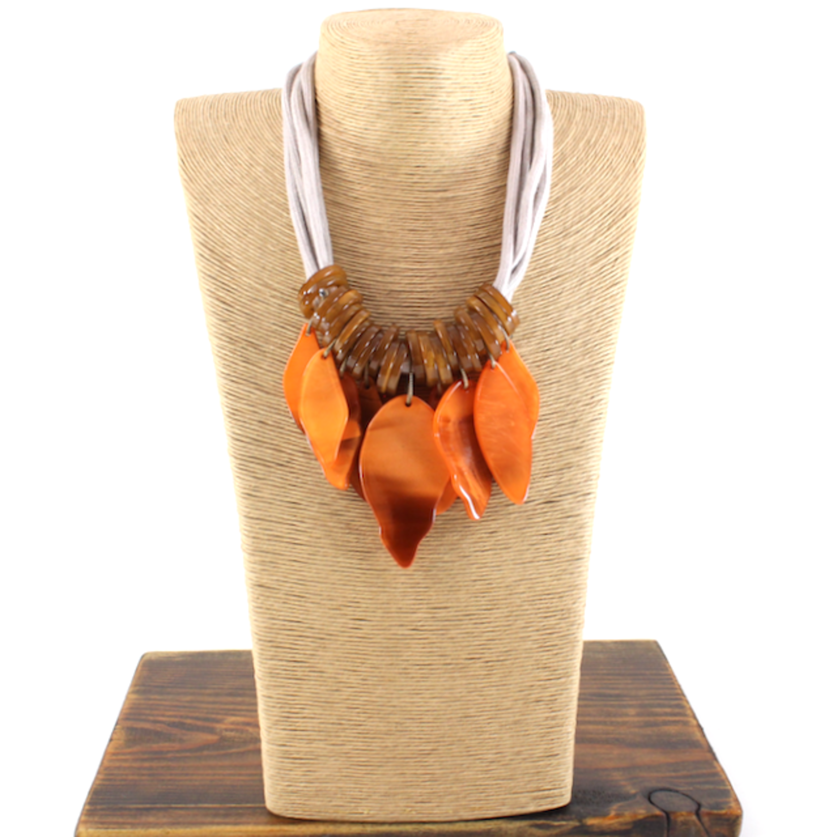Pretty Persuasions Poly Resin Shards Statement Necklace in Orange