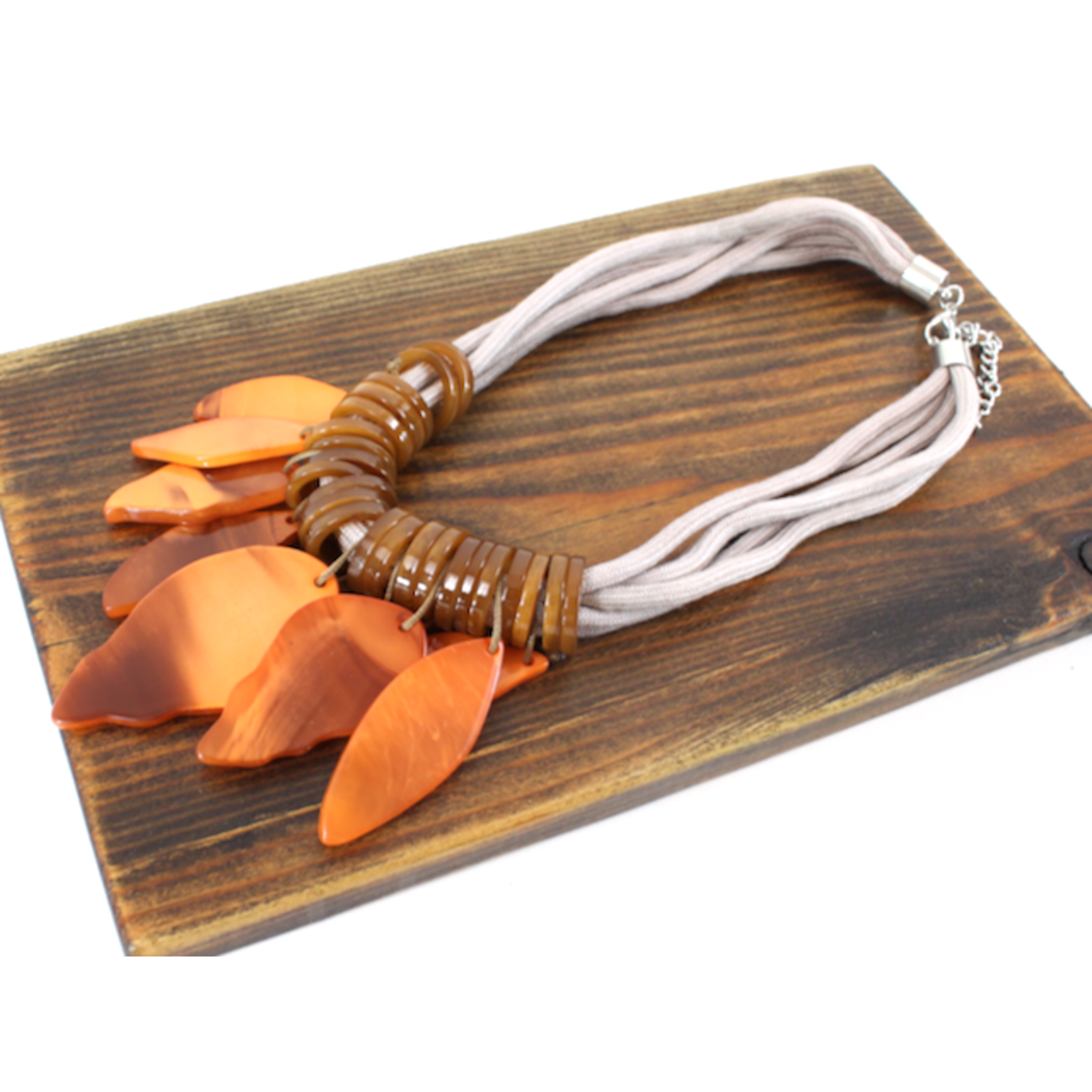 Pretty Persuasions Poly Resin Shards Statement Necklace in Orange