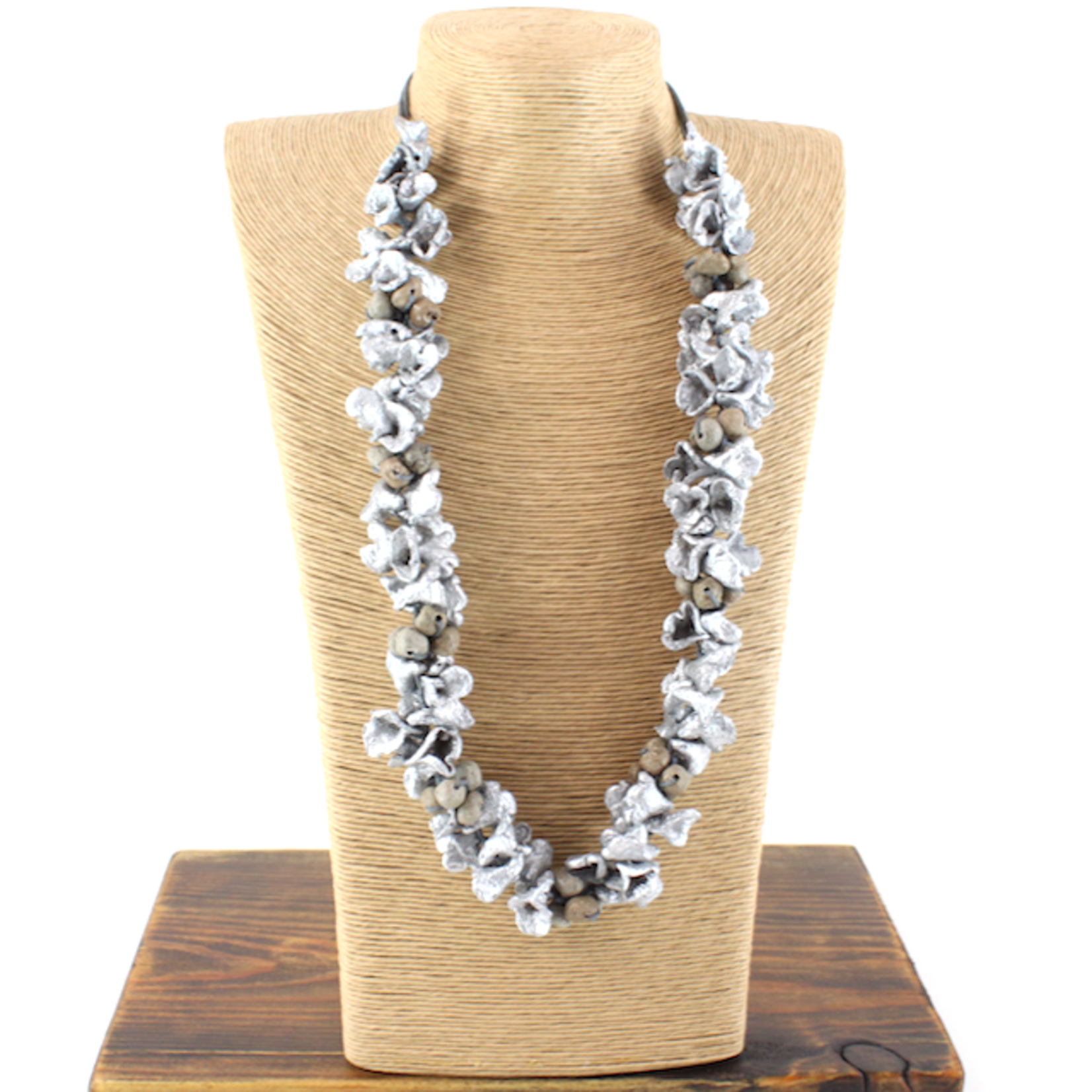 Pretty Persuasions Paper Mache’ Berry & Bud Long Necklace in Silver