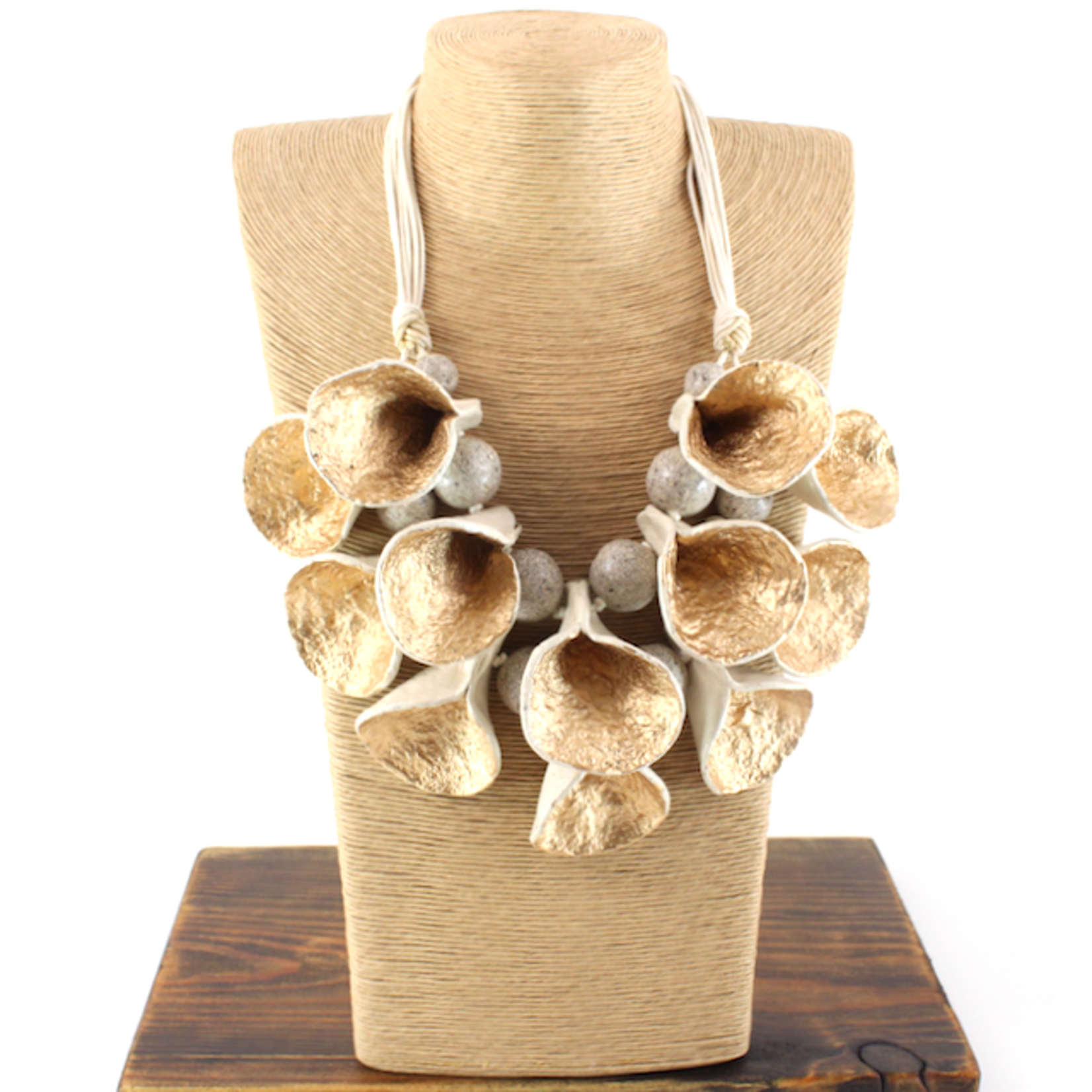 Pretty Persuasions Paper Mache’ Cala Lily Necklace in Gold