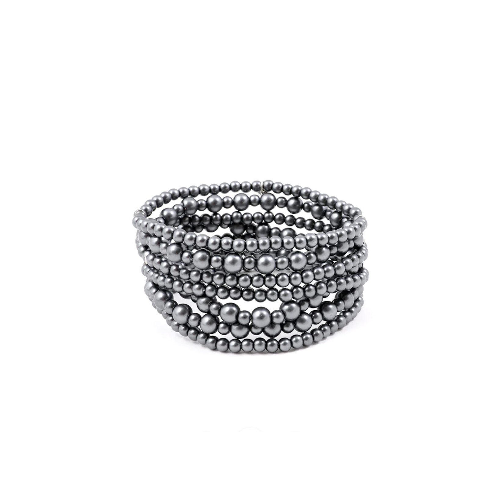 Zenzii Multi Pearl Stacked Bracelet in Grey