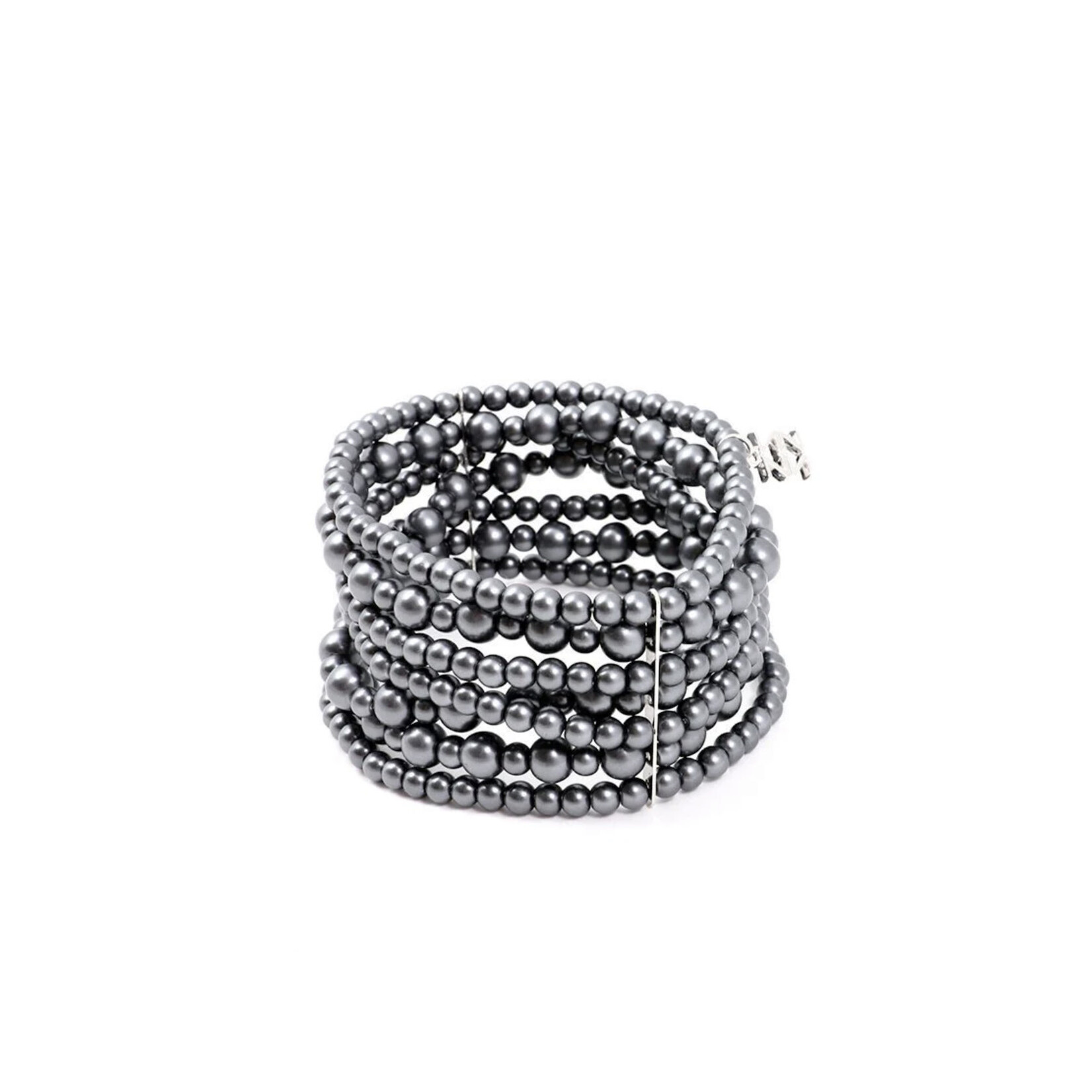 Zenzii Multi Pearl Stacked Bracelet in Grey