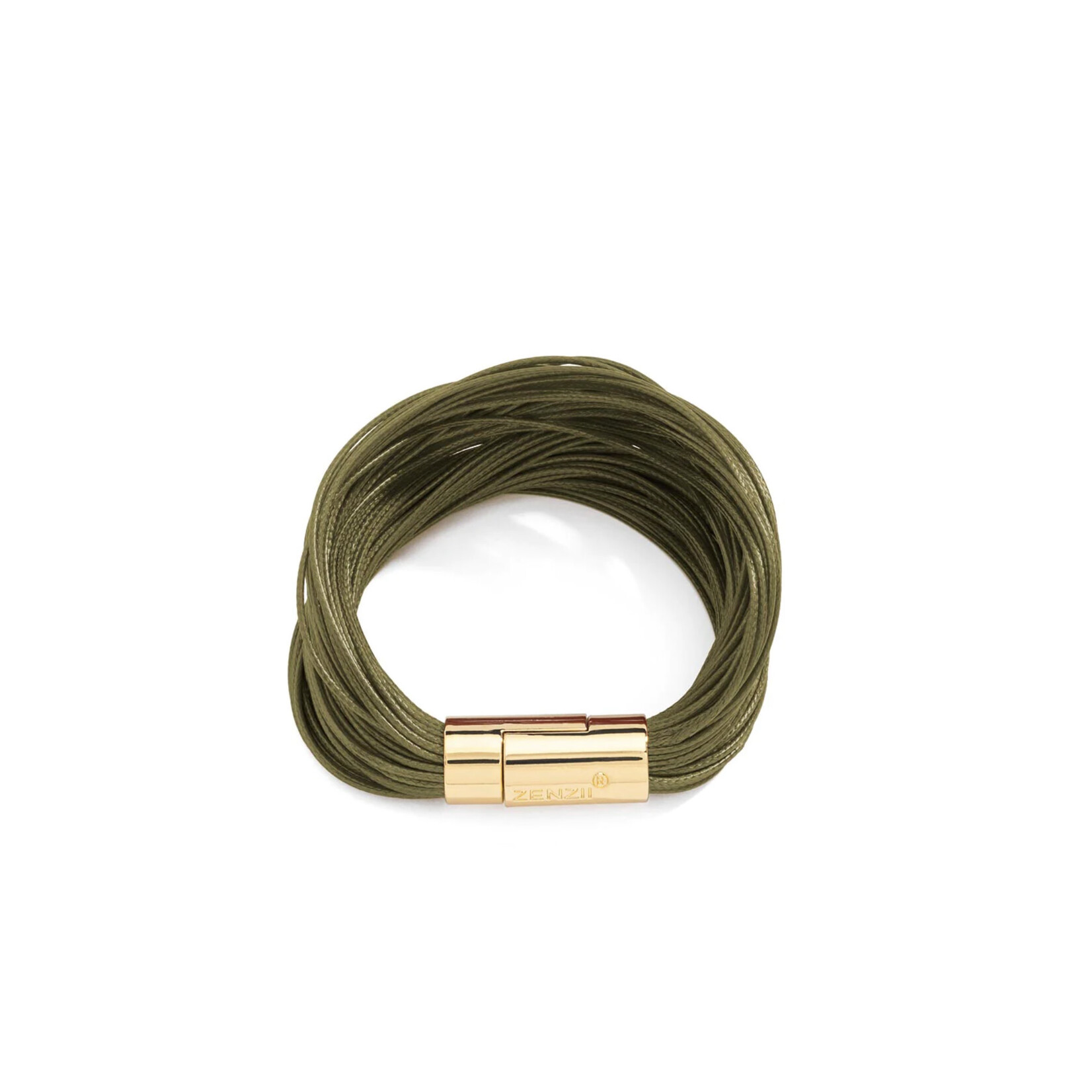 Zenzii Layered Leather Rope Bracelet in Olive