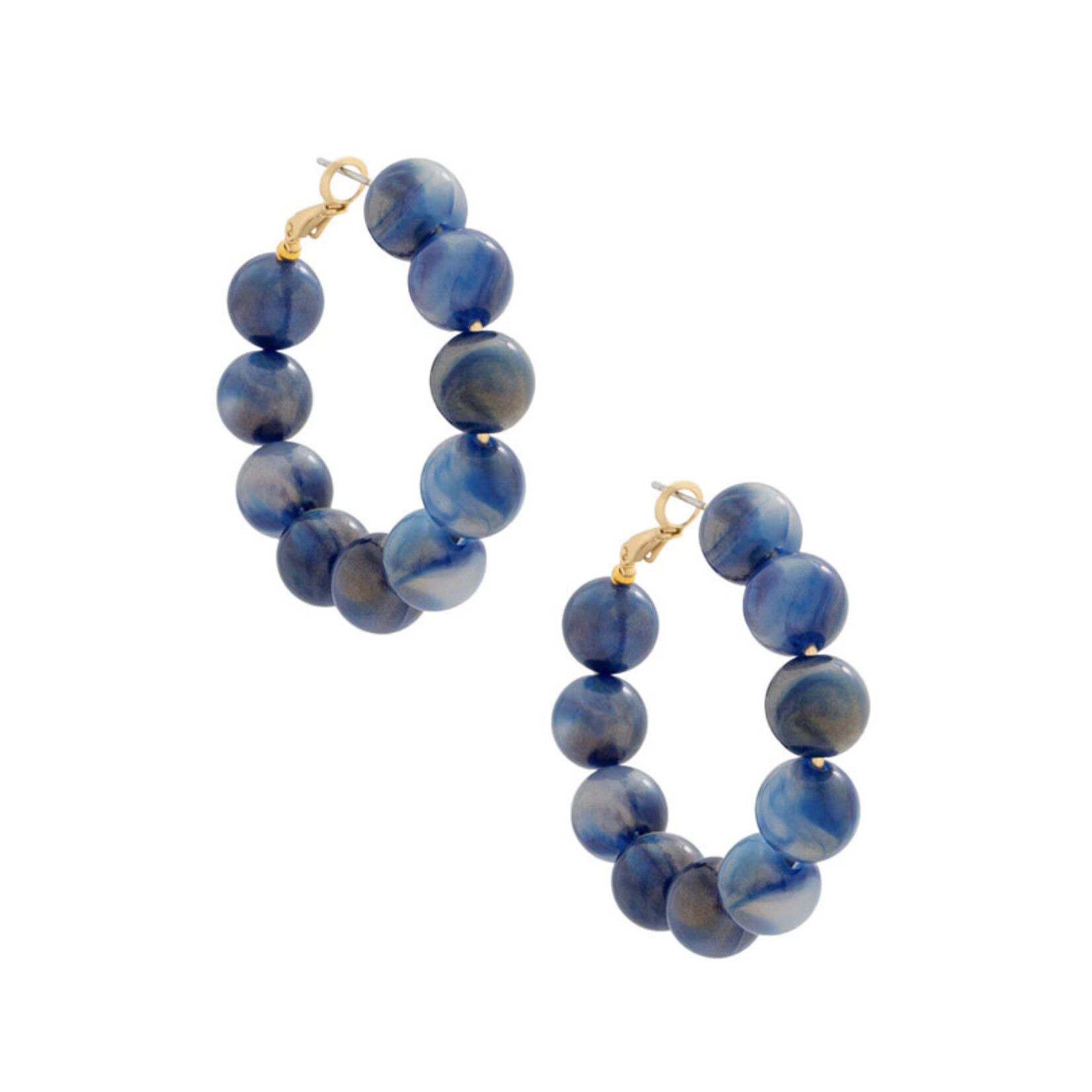 Zenzii Iridescent Beaded Hoop 1”D Earrings in Navy
