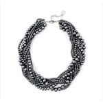 Zenzii Multi Pearl Braided Necklace in Grey