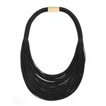 Zenzii Layered Leather Rope Necklace in Black