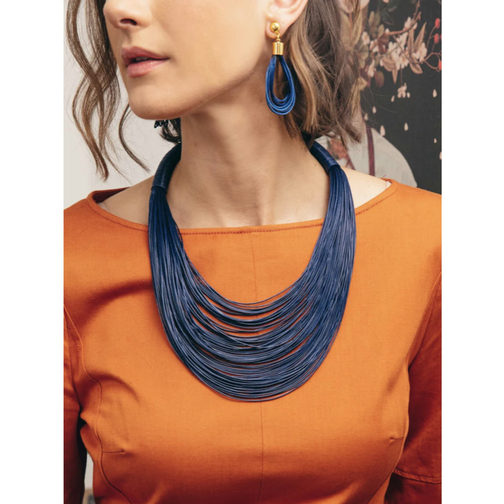 Zenzii Layered Leather Rope Necklace in Black