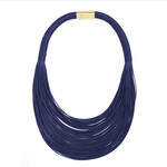 Zenzii Layered Faux Leather Rope Necklace in Navy