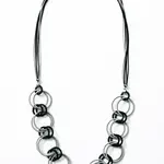 Sea Lily Silver/Black PW Necklace with Interlocking Ring