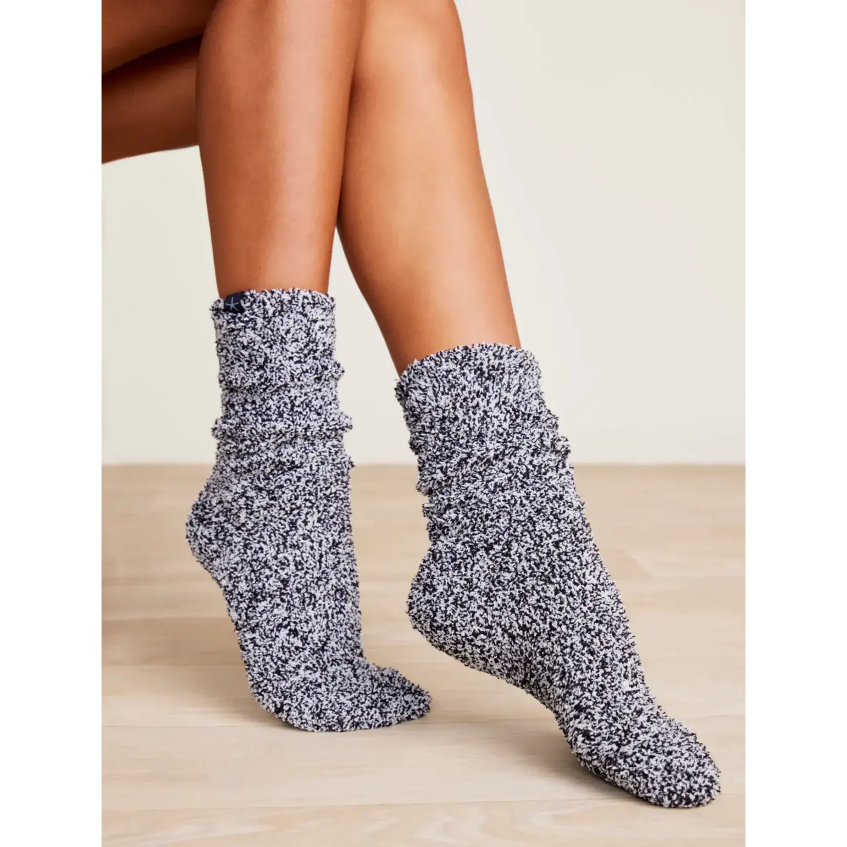 Barefoot Dreams CozyChic Black/White Heathered Socks