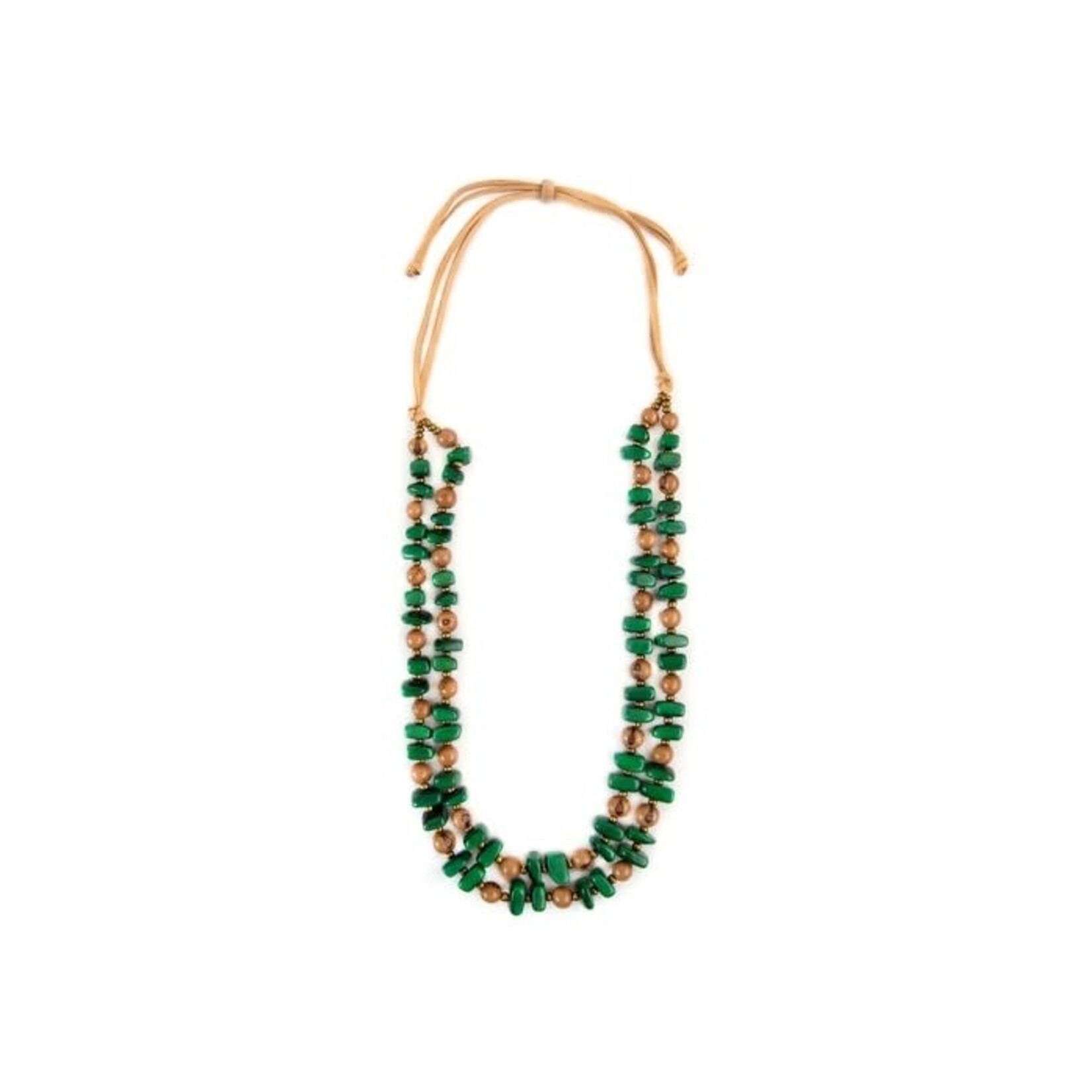 Organic Tagua Jewelry Julie Tagua Necklace in Forest Green/Cafe con Leche