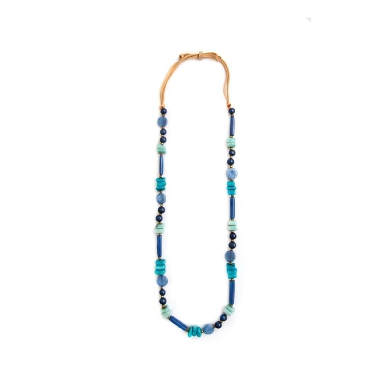 Organic Tagua Jewelry Tamara Tagua Necklace in Royal Blue/Biscayne Bay/Turquoise