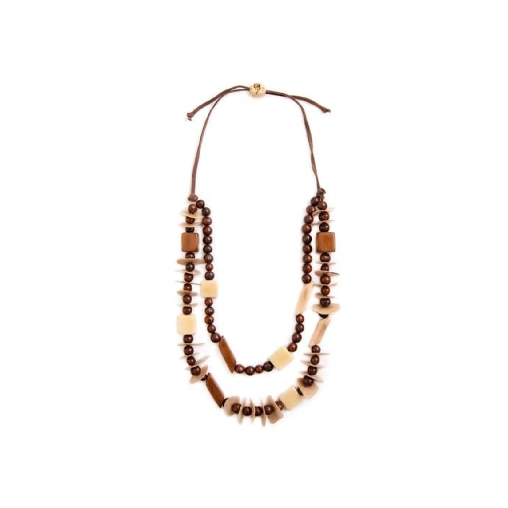 Organic Tagua Jewelry Himalaya Tagua Necklace in Chestout Brown/Ivory