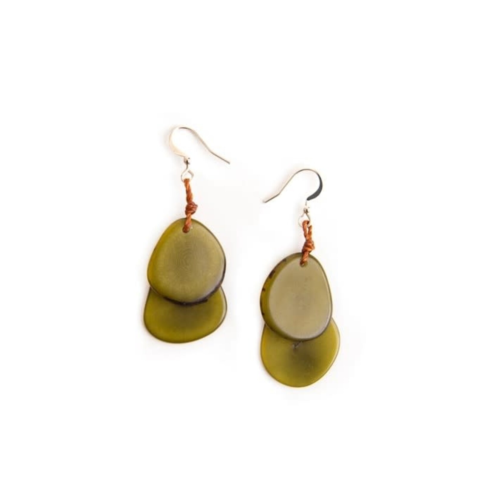 Organic Tagua Jewelry Fiesta Tagua Slices Earrings in Olive