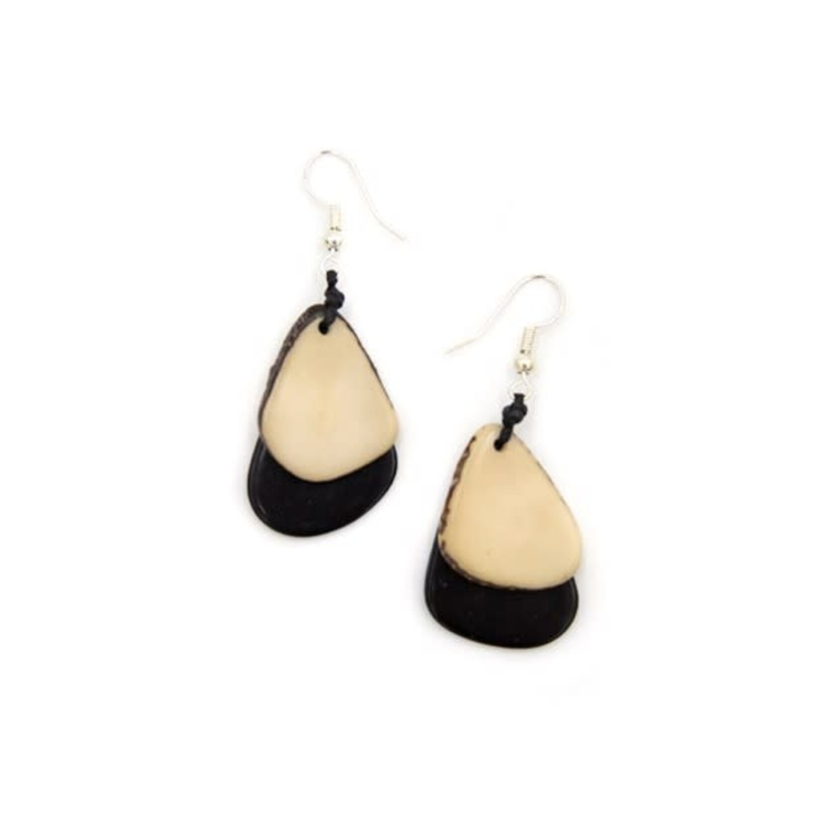 Organic Tagua Jewelry Fiesta Tagua Earrings in Ivory/Onyx