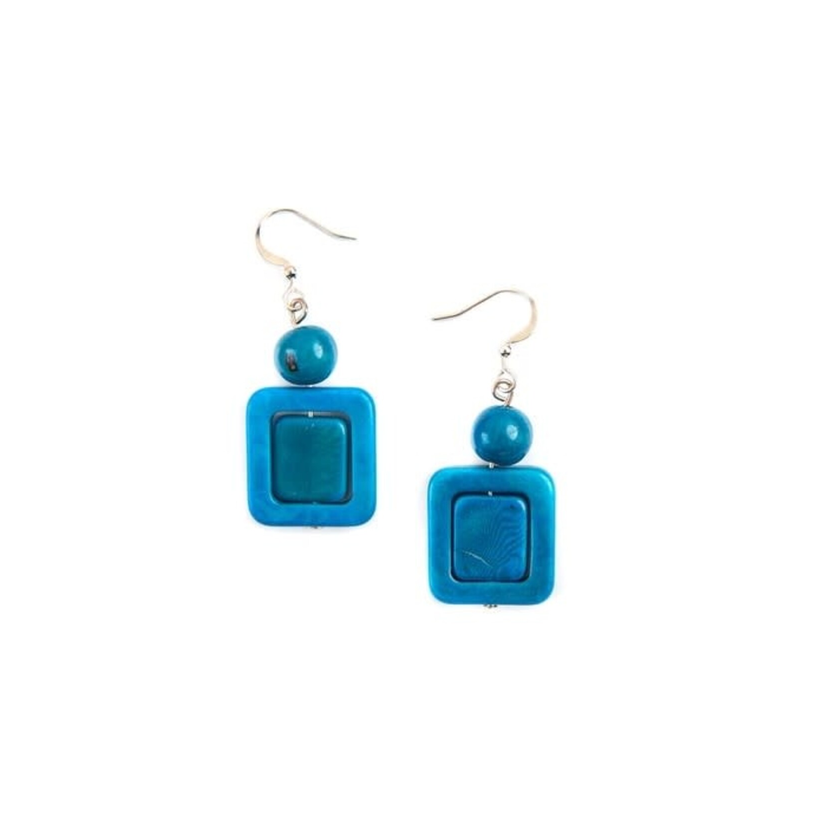 Organic Tagua Jewelry Paulette Tagua Earrings in Turquoise