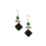 Organic Tagua Jewelry Marena Tagua Earrings in Forest Green/Charcoal Gray/Black