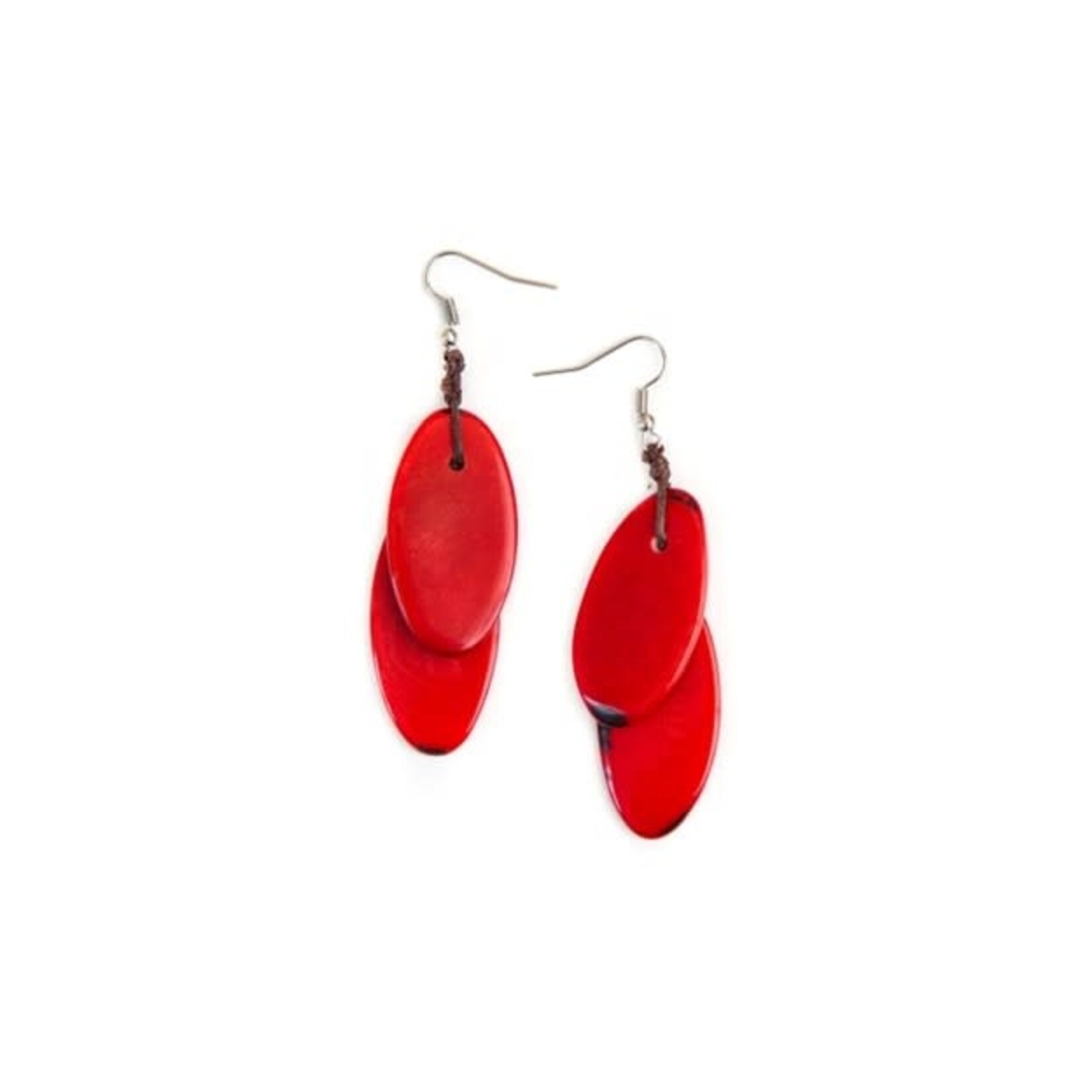 Organic Tagua Jewelry Nici Tagua Earrings in Red