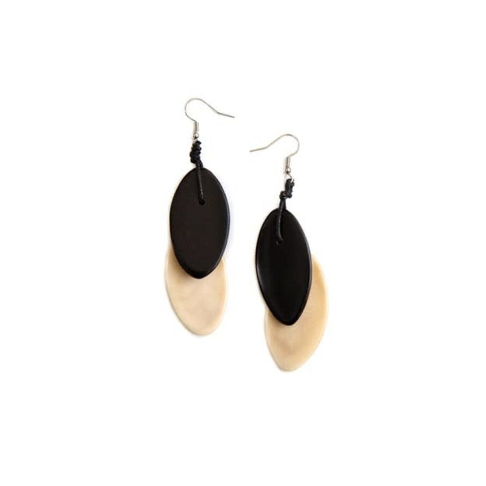 Organic Tagua Jewelry Nici Tagua Earrings in Black/Ivory