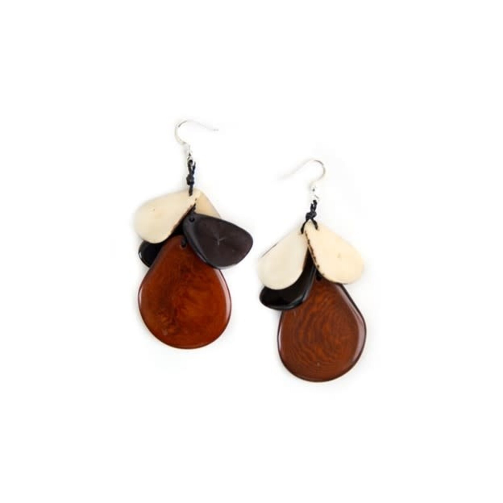 Organic Tagua Jewelry Jordin Tagua Earrings in Onyx Combo