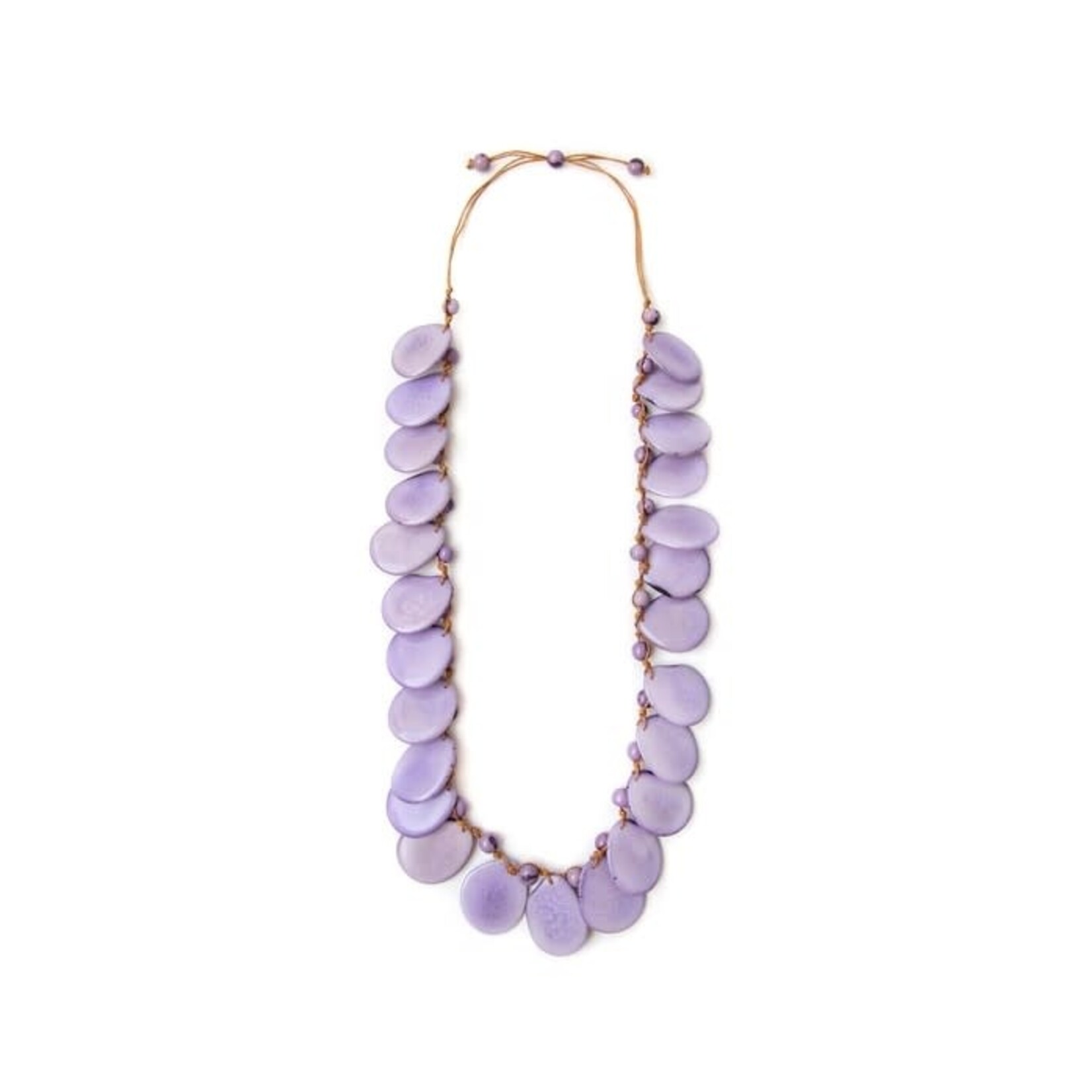 Organic Tagua Jewelry Veronica Tagua Discs Necklace in Lavender