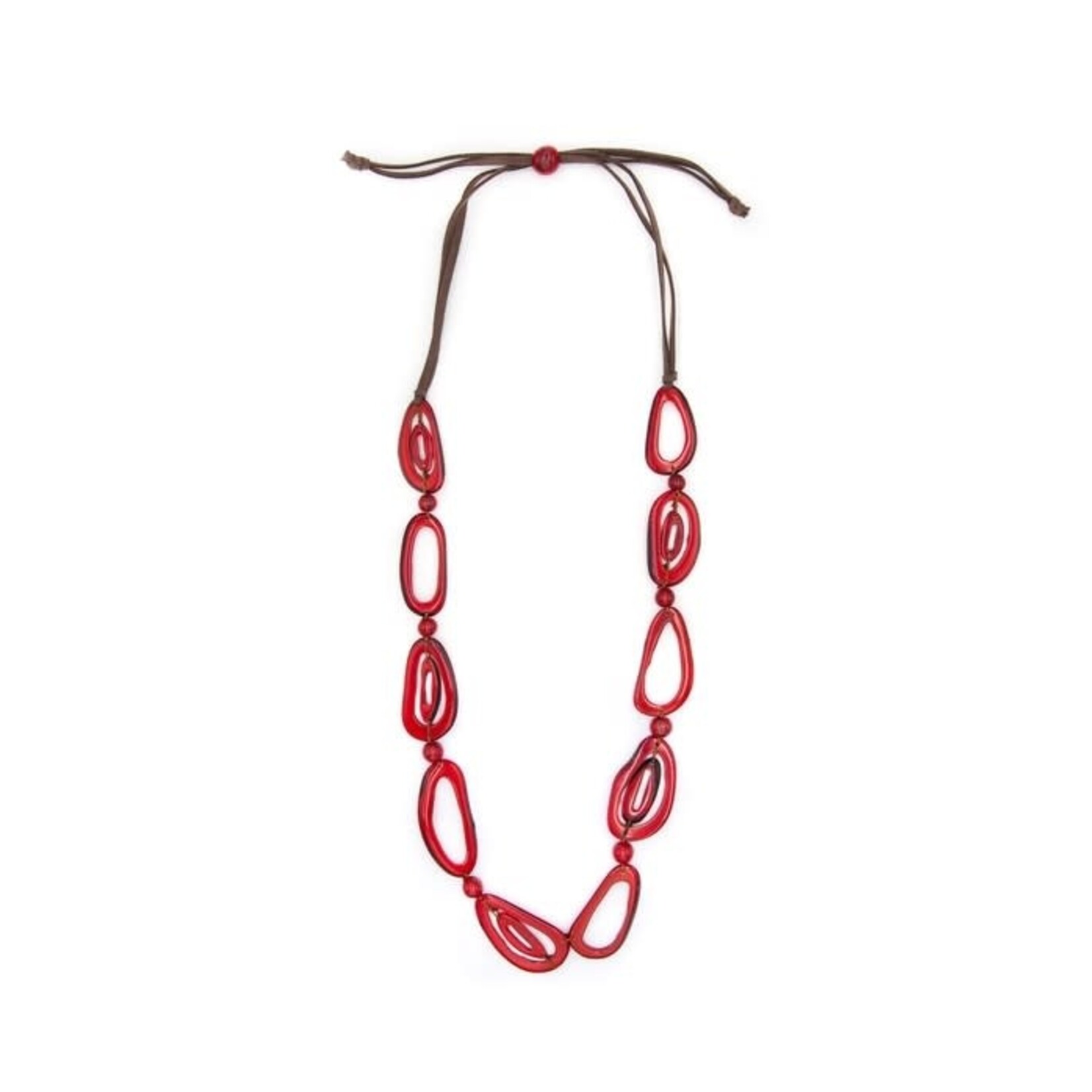 Organic Tagua Jewelry Emily Tagua Discs Necklace in Red