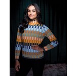 Alison Sheri Multi-Ribbed Sweater in Blue/Orange