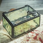 J Devlin Glass Green Frog Trinket Decorative Glass Box