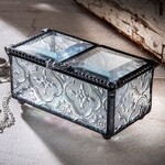 J Devlin Glass Clear Vintage Stained Glass Keepsake Box
