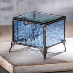 J Devlin Glass Blue Stained Glass Decorative Keepsake Box