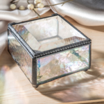 J Devlin Glass Clear Iridescent Stained Glass Jewelry Box  Keepsake