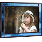 J Devlin Glass Blue Stained Glass 5x7 Picture Frame