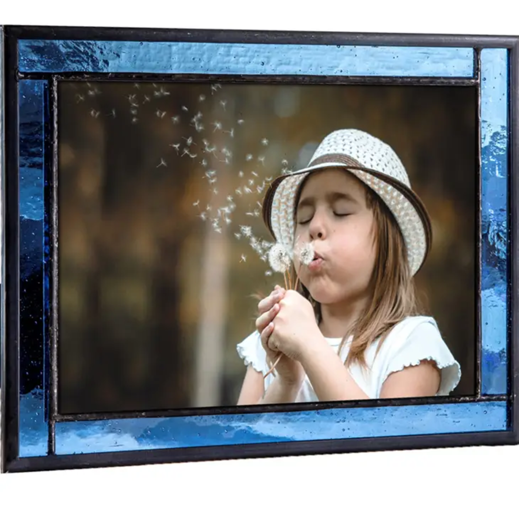 J Devlin Glass Blue Stained Glass 5x7 Picture Frame