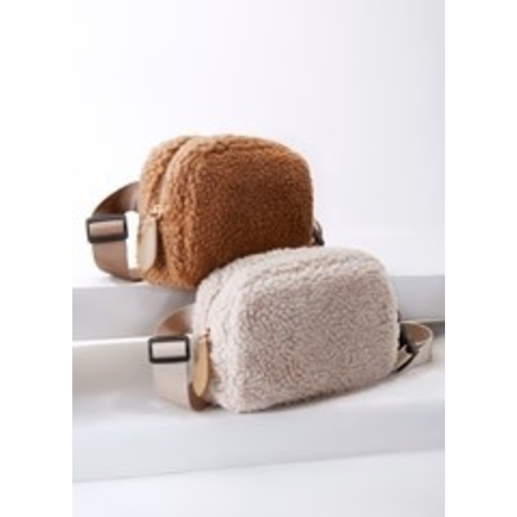 Soft Sherpa Belt Bag In Beige